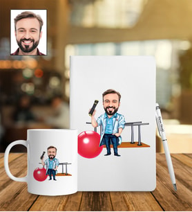 Kişiye Özel Fizyoterapist Tasarımlı Karikatür Defter Kalem Kupa Set 106