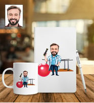 Kişiye Özel Fizyoterapist Tasarımlı Karikatür Defter Kalem Kupa Set 106