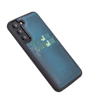 Bouletta Samsung Galaxy S22 Plus Uyumlu Deri Kartlıklı Arka Kapak BRN4EF Mavi