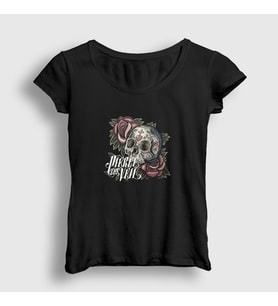 Presmono Kadın Siyah Skull Pierce The Veil T-Shirt 387748tt