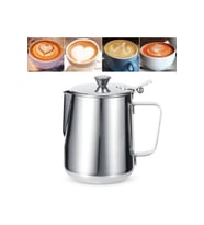 Süt Potu Kapaklı 500 ml Çelik Kahve Latte Art Süt Potu Süt Köpürtme Latte Yapma Çay Potu Cezvesi
