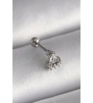316L Çelik Gümüş Renk Üçgen Zirkon Taşlı Tragus Piercing - TJ-PR1239