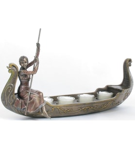 WISE Veronese Serisi-WISE KAYIK İÇİNDE KADIN MUMLUK BRONZ-17,5*39,5*11 CM. (Metal)