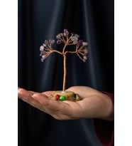 Ametist Taşı El Yapımı 5x8cm Doğal Taş Dekoratif Hayat Ağacı