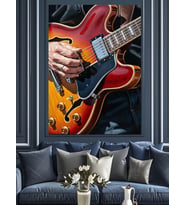 Elektro Gitar Çalan Müzisyen Dekoratif Kanvas - Mdf Ahşap Tablo