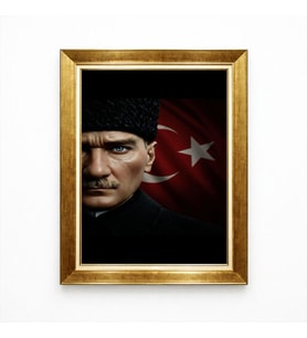 Tablore Atatürk ve Türk Bayrağı Temalı Kanvas Tablo - Modern Çerçeveli Tasarım