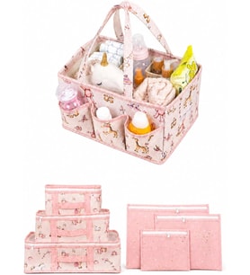 Yenidoğan Hastane Çıkış Organizer Set - Bölmeli Bebek Bakım Çantası - 6 Parça Valiz İçi Düzenleyici (Pembe)