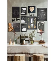 Çerçevesiz Cafe Mutfak Dekoratif Ahşap 11' li  Mdf Kitchen Ve Love Yazılı Tablo Seti