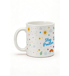 Good Vibe-Stay Positive Yazılı Desenli Kupa Bardak - Komik Tasarım Baskılı Seramik Hediye Kupa Bardak