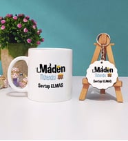 Maden Mühendisi Kupa Bardak ve Anahtarlık (Beyaz)