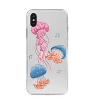 Iphone X ve XS Uyumlu Deniz Anası ve Mantar Tasarımlı Şeffaf Telefon Kılıfı