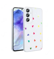 Galaxy S24 FE Kılıf Şeffaf Figürlü Folk Sert Kılıf Kalp