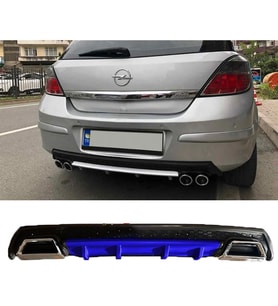 Opel Astra H Mavi Difüzör Çiftli Kare Egzoz Görünümlü D Tip Difizör 2004 - 2009