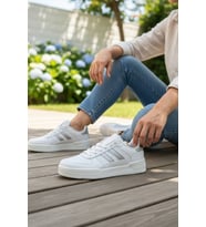 Enoch Günlük Spor Ayakkabı Kalın Tabanlı Sneaker 3 Çizgili ve Oluklu Tabanlı Unisex Court Modeli