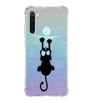 Xiaomi Redmi Note 8 Köşe Korumalı Antişok Kapak Çizgi Kedi Tasarımlı Şeffaf Silikon Kılıf