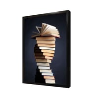 Kitap Kulesi Çerçeveli Mdf Tablo
