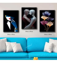 kadın artistlik sarılma renkli çiçek tablosu 3 adet 35cmx50cm kumaş baskılı canvas tablo