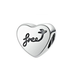 Nur Silver Free Yazılı Kalp Gümüş Charm NUR-BL00150