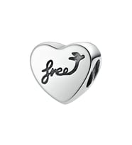 Nur Silver Free Yazılı Kalp Gümüş Charm NUR-BL00150
