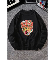 Unisex Girl Gang Bisiklet Yaka Sweatshirt (Siyah)
