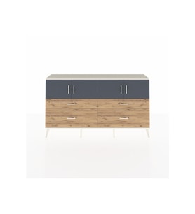 Arges Konsol 2 Raflı 4 Çekmeceli 4 Kapaklı 176x30x99 Aytaşı-Antrasit/Çam