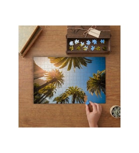 Palm Ağaçları - Yüksek Binalar Tasarımı 240 parça Ahşap Puzzle Ahşap Kutuda MP02752