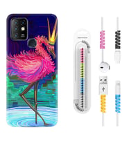 INFINIX Hot 8 9 10 11S Hot 10 Play 10T Kılıf Kablo Koruma Spiral Silikon Queen Flamingo 1748
