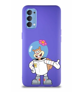 Oppo Reno 4 Soft Premier Kapak Sandy Tasarımlı Silikon Kılıf - Mor (Şeffaf)