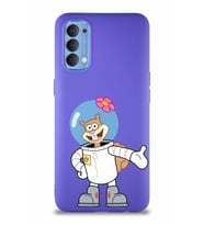 Oppo Reno 4 Soft Premier Kapak Sandy Tasarımlı Silikon Kılıf - Mor (Şeffaf)