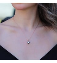 Elmas Montür Modeli Gül Rose Gold Gümüş Kolye