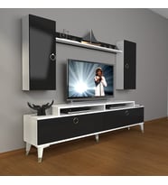 Decoraktiv Ekoflex 7 Mdf Gold Tv Ünitesi Tv Sehpası - Beyaz Siyah (Siyah - Beyaz)