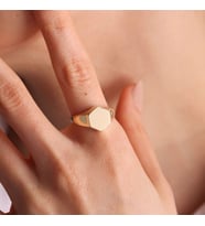 14K Altın Şövalye Yüzük (Kişiselleştir) Altıgen 1,0 cm (Çok Renkli)