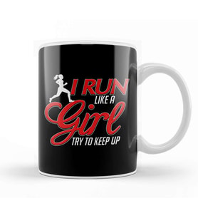Cute I Run Like a Girl, Try To Keep Up Running Kupa Bardak Porselen