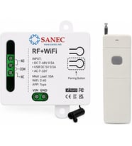 Akıllı WiFi + RF 433MHz Tek Kanallı 10A Röle Modülü - Uzun Menzil RF Kumanda Dahil Set (Tuya, Alexa, Google Asistan Destekli)