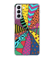 PrintiFy Samsung Galaxy S21 Plus ile Uyumlu 1mm Slim Fit Retro Colors 4 Baskılı Şeffaf  Kılıf