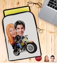 BK Gift Kişiye Özel Sevgililer Karikatürlü Taşınabilir Koruyucu Tablet Kılıfı & Organizer Çanta - Siyah-17