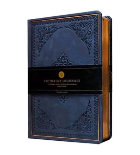 VICTORIA'S JOURNALS 1185 VINTAGE OLD BOOK 12x17cm 80gr.128YP. ÇİZGİLİ DEFTER MAT KOYU MAVİ