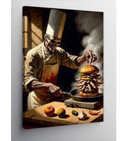 Kanvas Tablo Hamburger Yapan İskelet