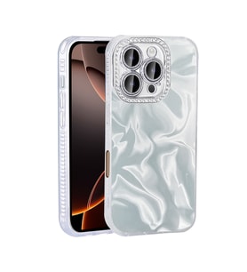 Apple iPhone 16 Pro Uyumlu Kılıf Airbagli Parlak Taş Detay Tasarımlı Zore Esila Kapak (Beyaz)