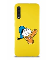 Samsung Galaxy A50 Soft Premier Kapak Donald Duck-E Tasarımlı Silikon Kılıf - Sarı (Şeffaf)