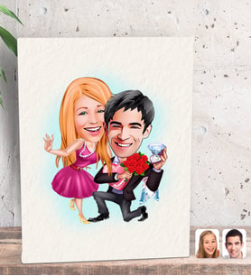 BK Gift Kişiye Özel Sevgililer Karikatürlü Dekoratif Mini Kanvas Tablo 15x20cm-9