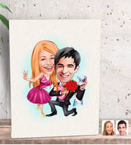 BK Gift Kişiye Özel Sevgililer Karikatürlü Dekoratif Mini Kanvas Tablo 15x20cm-9