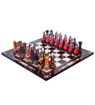 Büyük Boy Osmanlı - Haçlı Satranç Takımı (Kanuni Sultan Süleyman vs Kırmızı Haçlı) (Karışık)