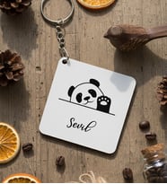 Kişiye Özel Hello Panda Anahtarlık Doğum Günü Hediyesi (Beyaz)