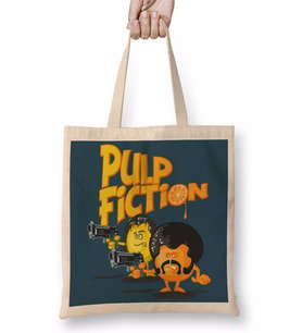 Pulp Fıctıon Bez Çanta Uzun Saplı