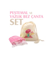 giftcrea Kişiye Özel Pamuk Peştamal ve Yaza Özel Çanta Seti , Özelleştirilebilir Yazlık Çanta Seti İsme Özel