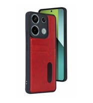 Xiaomi Redmi 15c 4g Sara Kartvizitli Deri Kılıf - Kırmızı
