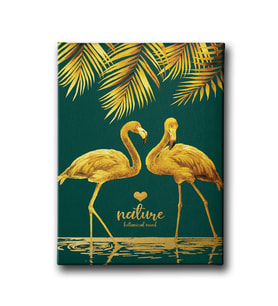 Golden Flamingo Canvas Tablo MİND387