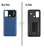 Poco C55 Mavi Arka Pil Kapağı Batarya Kapağı Lazer Kesim Back Cover