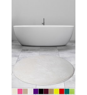 Elite Krem 120x120 cm Yuvarlak Peluş Banyo Halısı Kaymaz Taban Banyo Paspası